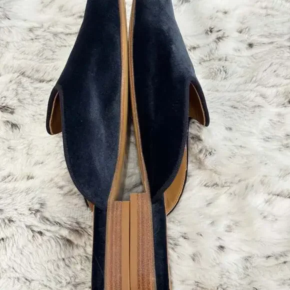 Le Monde Beryl Crushed Blue Velvet Venetian Mules Slip On Sz.40 - Picture 5 of 8